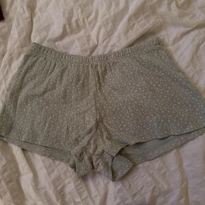 Brandy Melville Light Green Patterned Pajama Shorts